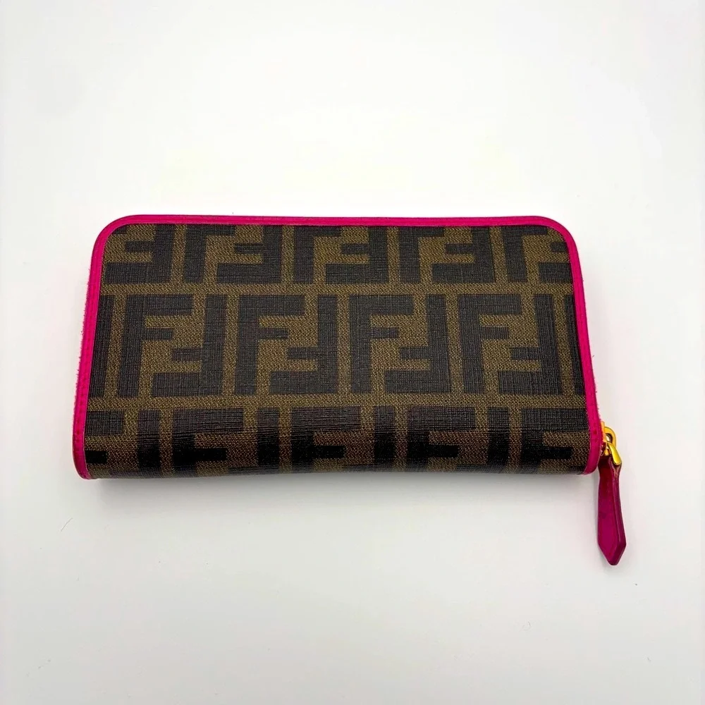 Fendi Zucca Khaki Canvas Zip AroundWallet | comes with box and Authenticity card